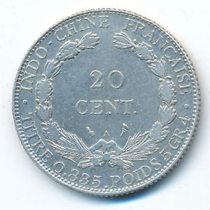 French Indo China, 20 cents, 1916