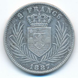Belgian Congo, 2 франка, 1887