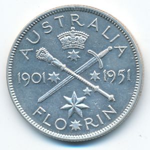 Australia, 1 florin, 1951
