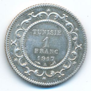 Тунис, 1 франк (1917 г.)