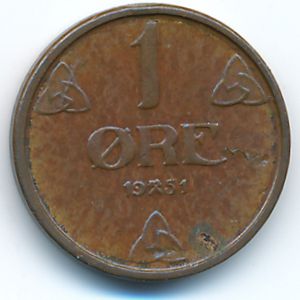 Норвегия, 1 эре (1951 г.)