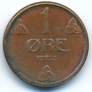 Норвегия, 1 эре (1952 г.)