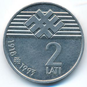 Латвия, 2 лата (1993 г.)