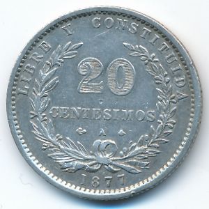 Уругвай, 20 сентесимо (1877 г.)