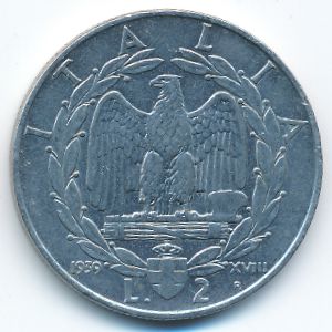 Италия, 2 лиры (1939 г.)