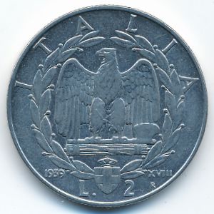 Италия, 2 лиры (1939 г.)