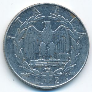 Италия, 2 лиры (1940 г.)