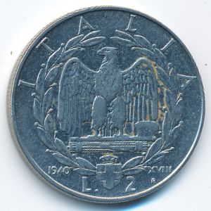 Италия, 2 лиры (1940 г.)