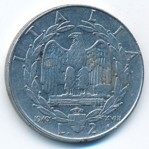 Италия, 2 лиры (1940 г.)