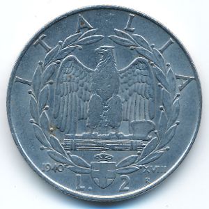 Италия, 2 лиры (1940 г.)