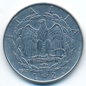 Италия, 2 лиры (1940 г.)