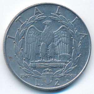 Италия, 2 лиры (1940 г.)