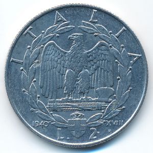 Италия, 2 лиры (1940 г.)