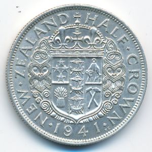Новая Зеландия, 1/2 кроны (1941 г.)