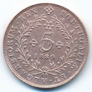 Azores, 5 reis, 1880