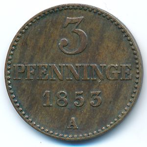 Mecklenburg-Schwerin, 3 pfennig, 1853