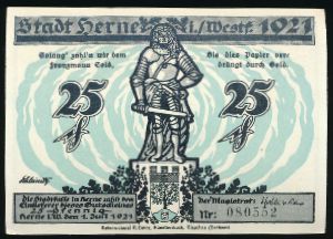 German Notgelds, 25 пфеннигов, 1921