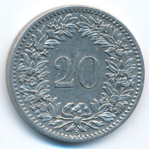 Швейцария, 20 раппенов (1887 г.)