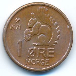 Норвегия, 1 эре (1971 г.)