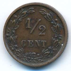 Нидерланды, 1/2 цента (1884 г.)