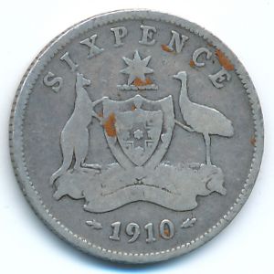Australia, 6 pence, 1910