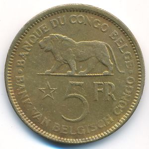 Belgian Congo, 5 francs, 1936