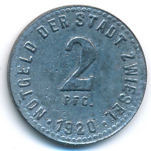 Цвизель., 2 пфеннига (1920 г.)