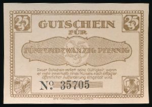 Нотгельды Германии, 25 пфеннигов (1921 г.)