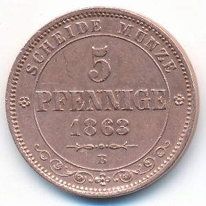 Саксония, 5 пфеннигов (1863 г.)