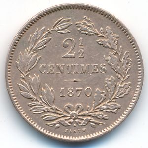 Luxemburg, 2 1/2 centimes, 1870