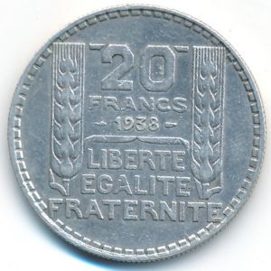 France, 20 francs, 1938