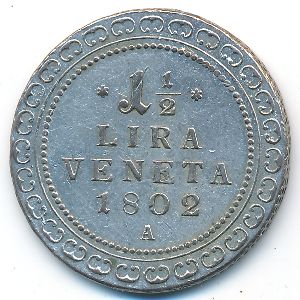 Venice, 1 1/2 лиры, 1802