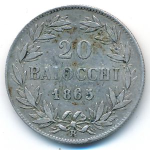 Papal States, 20 baiocchi, 1865
