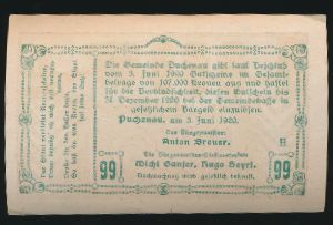 Нотгельды Австрии, 99 геллеров (1920 г.)