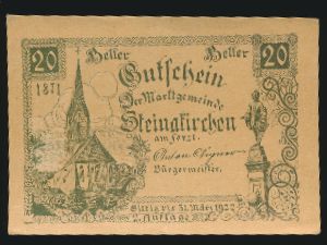 Нотгельды Австрии, 20 геллеров (1922 г.)