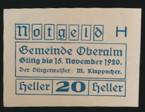 Нотгельды Австрии, 20 геллеров (1920 г.)