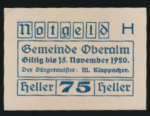 Нотгельды Австрии, 75 геллеров (1920 г.)