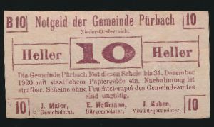 Нотгельды Австрии, 10 геллеров (1920 г.)