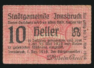 Нотгельды Австрии, 10 геллеров (1918 г.)