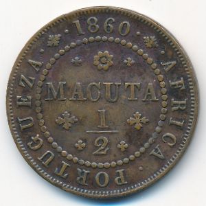 Ангола, 1/2 макуты (1860 г.)