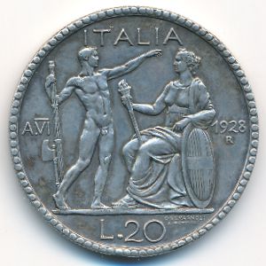 Италия, 20 лир (1928 г.)
