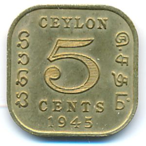 Цейлон, 5 центов (1945 г.)