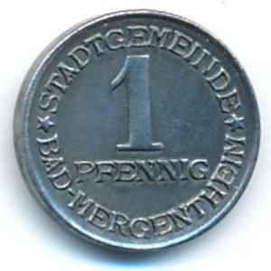 Мергентхайм., 1 пфенниг (1920 г.)
