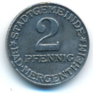 Мергентхайм., 2 пфеннига (1920 г.)