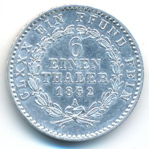 Анхальт-Бернбург, 1/6 талера (1862 г.)