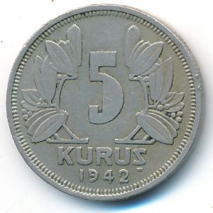 Турция, 5 куруш (1942 г.)