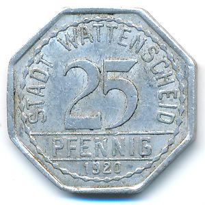Ваттеншайд., 25 пфеннигов (1920 г.)