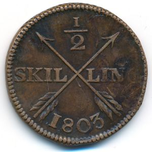 Sweden, 1/2 skilling, 1803