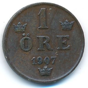 Sweden, 1 ore, 1907