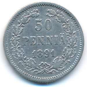 Finland, 50 pennia, 1891